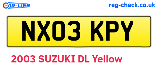 NX03KPY are the vehicle registration plates.