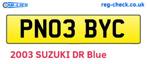 PN03BYC are the vehicle registration plates.