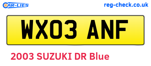 WX03ANF are the vehicle registration plates.