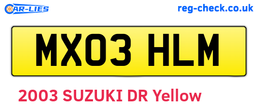MX03HLM are the vehicle registration plates.