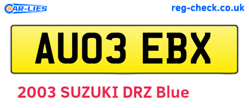 AU03EBX are the vehicle registration plates.