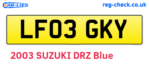 LF03GKY are the vehicle registration plates.