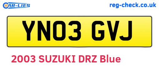YN03GVJ are the vehicle registration plates.