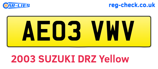 AE03VWV are the vehicle registration plates.