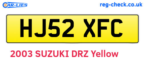 HJ52XFC are the vehicle registration plates.