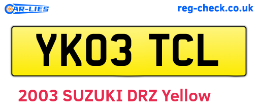YK03TCL are the vehicle registration plates.