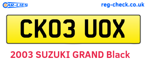 CK03UOX are the vehicle registration plates.