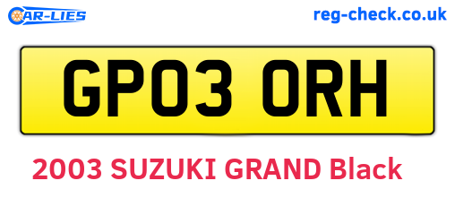 GP03ORH are the vehicle registration plates.