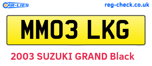 MM03LKG are the vehicle registration plates.