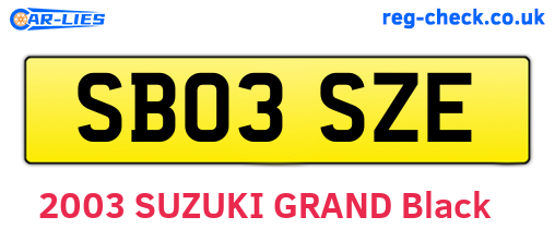 SB03SZE are the vehicle registration plates.