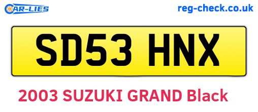 SD53HNX are the vehicle registration plates.