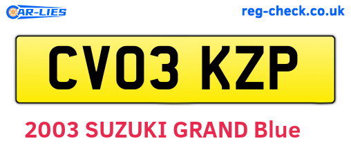 CV03KZP are the vehicle registration plates.