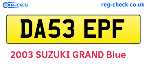 DA53EPF are the vehicle registration plates.