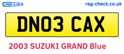 DN03CAX are the vehicle registration plates.