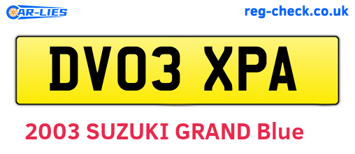 DV03XPA are the vehicle registration plates.