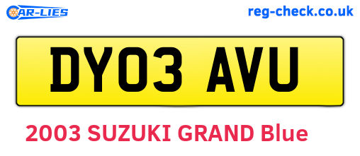 DY03AVU are the vehicle registration plates.