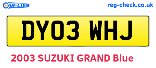 DY03WHJ are the vehicle registration plates.