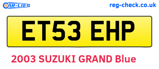 ET53EHP are the vehicle registration plates.