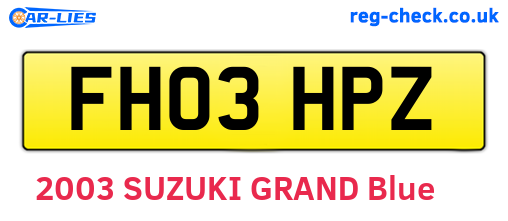 FH03HPZ are the vehicle registration plates.