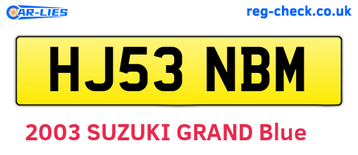 HJ53NBM are the vehicle registration plates.