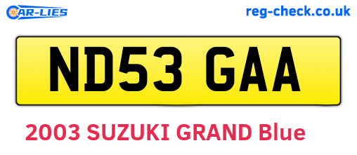 ND53GAA are the vehicle registration plates.
