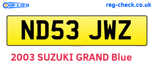 ND53JWZ are the vehicle registration plates.