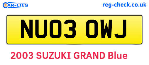 NU03OWJ are the vehicle registration plates.