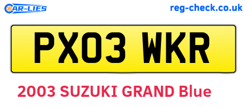 PX03WKR are the vehicle registration plates.