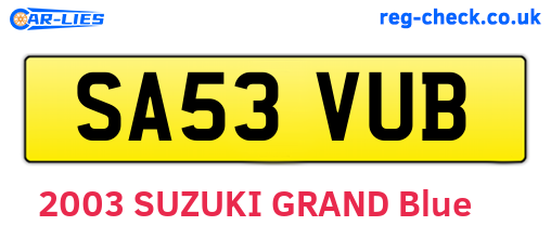 SA53VUB are the vehicle registration plates.