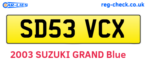 SD53VCX are the vehicle registration plates.