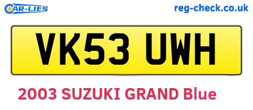 VK53UWH are the vehicle registration plates.