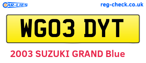 WG03DYT are the vehicle registration plates.