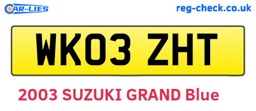 WK03ZHT are the vehicle registration plates.