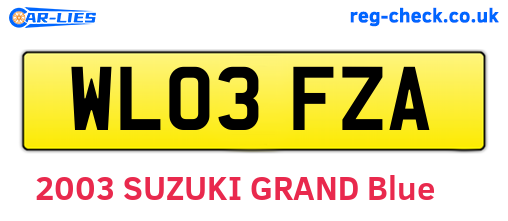 WL03FZA are the vehicle registration plates.
