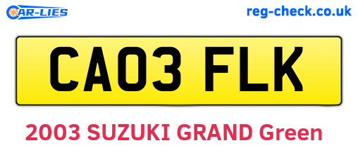CA03FLK are the vehicle registration plates.