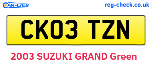 CK03TZN are the vehicle registration plates.