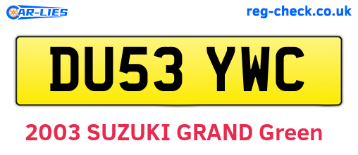 DU53YWC are the vehicle registration plates.