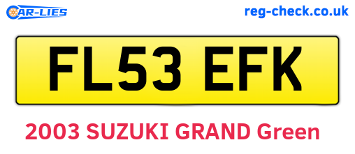 FL53EFK are the vehicle registration plates.