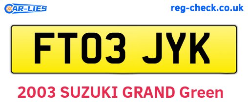 FT03JYK are the vehicle registration plates.