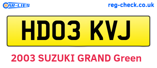 HD03KVJ are the vehicle registration plates.