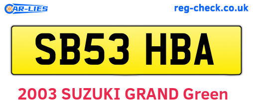SB53HBA are the vehicle registration plates.