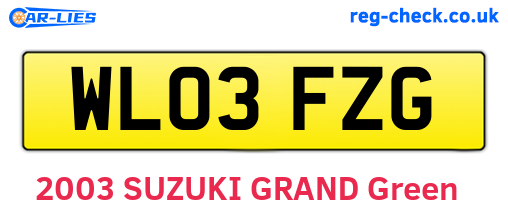 WL03FZG are the vehicle registration plates.
