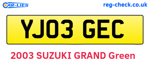 YJ03GEC are the vehicle registration plates.