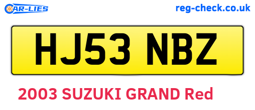 HJ53NBZ are the vehicle registration plates.