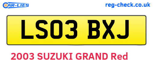 LS03BXJ are the vehicle registration plates.