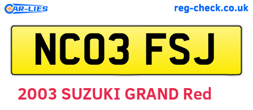 NC03FSJ are the vehicle registration plates.