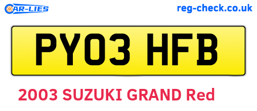 PY03HFB are the vehicle registration plates.