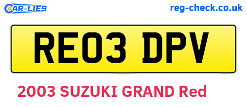 RE03DPV are the vehicle registration plates.
