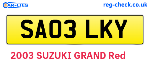 SA03LKY are the vehicle registration plates.