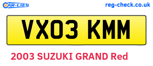 VX03KMM are the vehicle registration plates.